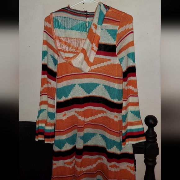 Forever 21 horizontal geometric pattern hooded maxi cardigan - Picture 5 of 6